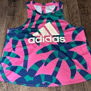 Adidas Tropical Pink and Blue Tank Bold Colors Running Workout